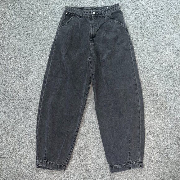 & Denim Denim - & DENIM for H&M BALLOON FIT BARREL ULTRA HIGH WAIST FADED BLACK JEANS - EUC - 4